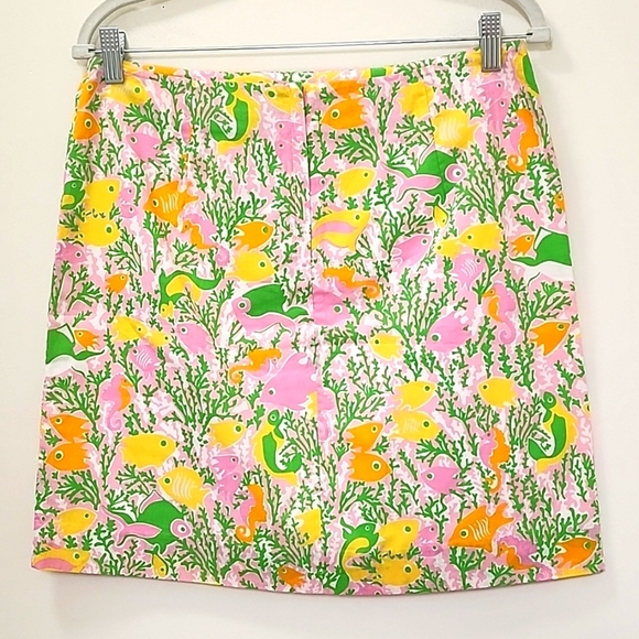 Lilly Pulitzer Womens  Coastal Corral  Fish and sea Horse Print  Skirt Size 6 - Picture 6 of 16